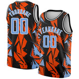 Custom Black Light Blue-Orange 3D Pattern Design Geometric Shapes Authentic Basketball Jersey