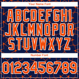 Custom Navy Orange-White 3D Pattern Design Star Lines Authentic Baseball Jersey