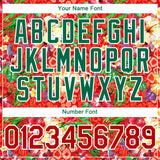 Custom Red Kelly Green-White 3D Pattern Design Northeast China Big Flower Authentic Baseball Jersey