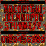 Custom Olive Red-Black 3D Pattern Design Northeast China Big Flower Authentic Baseball Jersey