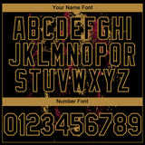 Custom Black Old Gold 3D American Flag Skull Patriotic Authentic Baseball Jersey