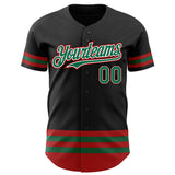 Custom Black Kelly Green-Red Line Authentic Baseball Jersey