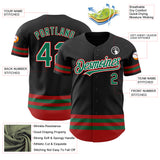 Custom Black Kelly Green-Red Line Authentic Baseball Jersey