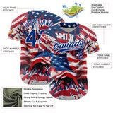 Custom Red Royal-White 3D American Flag Patriotic Authentic Baseball Jersey