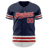 Custom Navy Red-White Line Authentic Baseball Jersey
