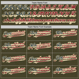 Custom Olive Vintage USA Flag Cream-Maroon Line Authentic Salute To Service Baseball Jersey
