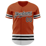 Custom Texas Orange Black-White Line Authentic Baseball Jersey