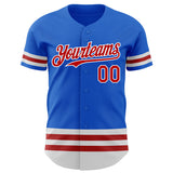 Custom Thunder Blue Red-White Line Authentic Baseball Jersey