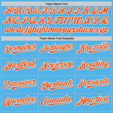 Custom Sky Blue Orange-White Line Authentic Baseball Jersey