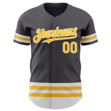 Custom Steel Gray Gold-White Line Authentic Baseball Jersey