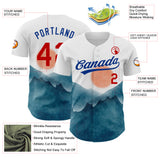 Custom White Red-Royal 3D Pattern Design Watercolor Mountains Authentic Baseball Jersey