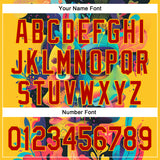 Custom Black Red-Yellow 3D Pattern Design Abstract Painting Authentic Baseball Jersey