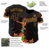 Custom Black Gold 3D Pattern Design Holi Festival Color Powder Authentic Baseball Jersey