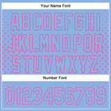 Custom Light Blue Pink 3D Pattern Design Geometric Stars Authentic Baseball Jersey