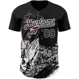 Custom Black White 3D Pattern Design Religion Jesus Christ Authentic Baseball Jersey