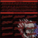 Custom Black Red 3D Skull With American Flag Performance T-Shirt