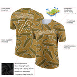 Custom Old Gold White 3D Pattern Design Crocodile Performance T-Shirt
