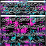 Custom Pink Black-White 3D Pattern Design Beach Hawaii Palm Trees Authentic Baseball Jersey