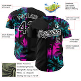 Custom Pink Black-White 3D Pattern Design Beach Hawaii Palm Trees Authentic Baseball Jersey