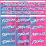 Custom Pink Light Blue-White 3D Pattern Design Hawaii Coconut Trees Performance T-Shirt