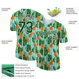 Custom White Green 3D Pattern Design Hawaii Tropical Palm Leaves And Pineapple Performance T-Shirt