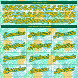 Custom White Yellow-Kelly Green 3D Pattern Design Hawaii Tropical Palm Leaves And Pineapple Performance T-Shirt