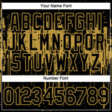 Custom Black Old Gold 3D Pattern Design Dripping Splatter Art Performance T-Shirt