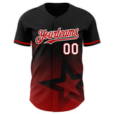 Custom Black Red-White 3D Pattern Design Gradient Style Twinkle Star Authentic Baseball Jersey