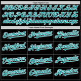 Custom Black Teal-White 3D Pattern Design Gradient Style Twinkle Star Authentic Baseball Jersey