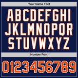 Custom Navy Orange-White 3D Pattern Design Gradient Style Twinkle Star Authentic Baseball Jersey