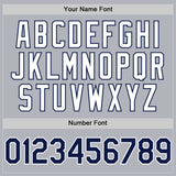 Custom Gray Navy-White 3D Pattern Design Gradient Style Twinkle Star Authentic Baseball Jersey