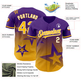 Custom Purple Gold-White 3D Pattern Design Gradient Style Twinkle Star Authentic Baseball Jersey
