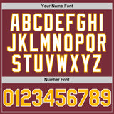 Custom Burgundy Gold-White 3D Pattern Design Gradient Style Twinkle Star Authentic Baseball Jersey