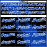Custom Thunder Blue Black-White 3D Pattern Design Abstract Brush Stroke Authentic Baseball Jersey