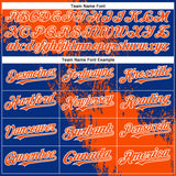 Custom Orange Royal-White 3D Pattern Design Abstract Brush Stroke Authentic Baseball Jersey