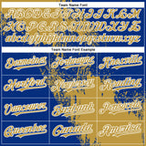 Custom Old Gold Royal-White 3D Pattern Design Abstract Brush Stroke Authentic Baseball Jersey