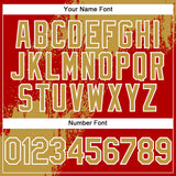 Custom Old Gold Red-White 3D Pattern Design Abstract Brush Stroke Authentic Baseball Jersey