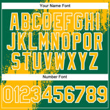 Custom Gold Kelly Green-White 3D Pattern Design Abstract Brush Stroke Authentic Baseball Jersey