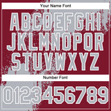 Custom Gray Crimson-White 3D Pattern Design Abstract Brush Stroke Authentic Baseball Jersey