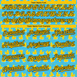 Custom Sky Blue Yellow-Black 3D Pattern Design Duck Authentic Baseball Jersey