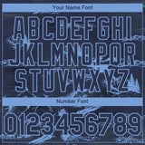 Custom Navy Light Blue 3D Pattern Design Mountain Authentic Baseball Jersey