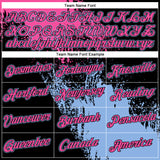 Custom Black Pink-Light Blue 3D Pattern Design Abstract Brush Stroke Performance T-Shirt