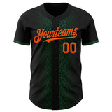 Custom Black Orange-Kelly Green 3D Pattern Design Geometric Shapes Authentic Baseball Jersey
