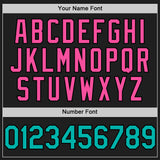 Custom Black Aqua-Pink 3D Pattern Design Confetti Authentic Baseball Jersey