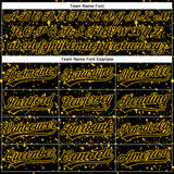 Custom Black Yellow 3D Pattern Design Abstract Splatter Ink Authentic Baseball Jersey