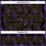 Custom Black Purple-Old Gold 3D Pattern Design Halftone Dots Authentic Baseball Jersey