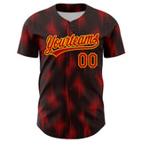 Custom Black Red-Gold 3D Pattern Design Halftone Dots Authentic Baseball Jersey