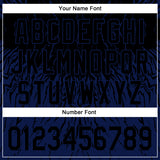 Custom Black Navy 3D Pattern Design Abstract Wave Authentic Baseball Jersey