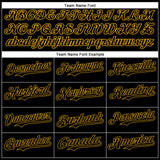 Custom Black Gold 3D Pattern Design Diagonal Stripes Authentic Baseball Jersey
