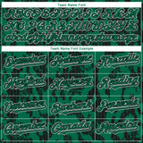 Custom Kelly Green Black-White 3D Pattern Design Abstract Fluid Authentic Baseball Jersey